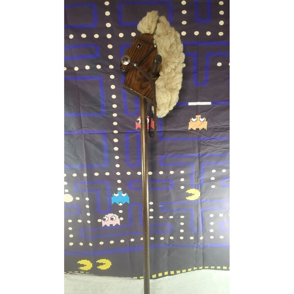 Vintage Old 1980s Wooden Horse Riding Stick Yarn Retro Nostalgic Country Toy